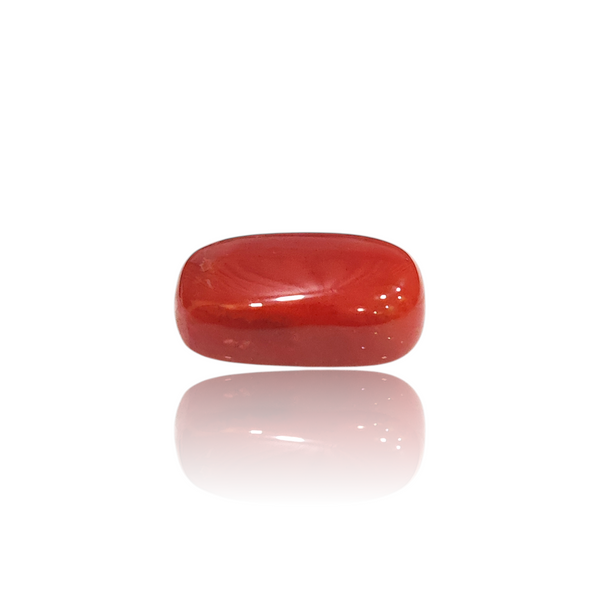 Natural Red Coral 6.10Ct — close up detail, authentic red coral moonga silver gemstone