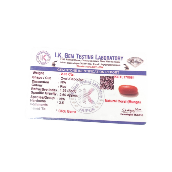 Natural Red Coral 2.03Ct — natural red coral moonga gemstone view 5