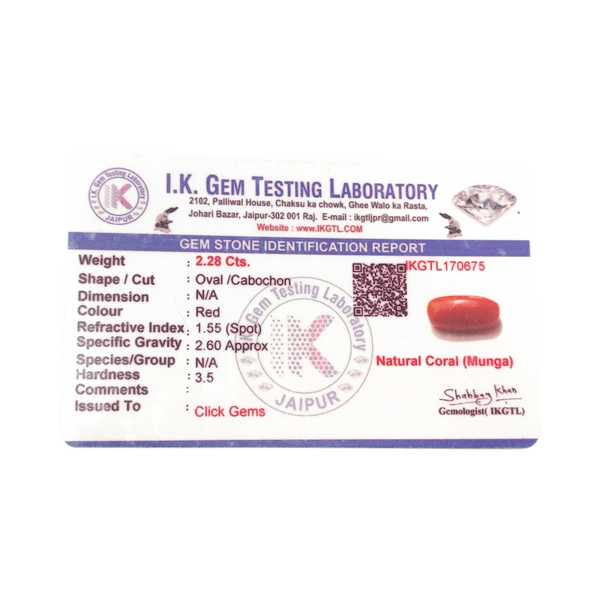 Natural Red Coral 2.28Ct — natural red coral moonga gemstone view 5