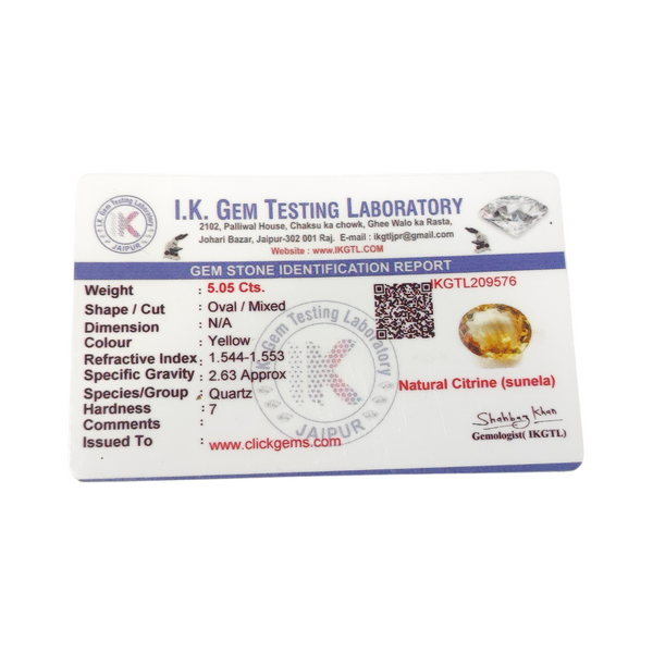 Natural Citrine 5.05Ct — natural citrine sunela gemstone view 5