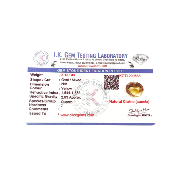 Natural Citrine 5.15Ct — natural citrine sunela gemstone view 5