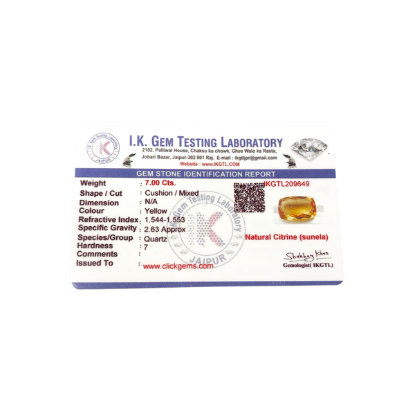 Natural Citrine 7.00Ct — natural citrine sunela gemstone view 5