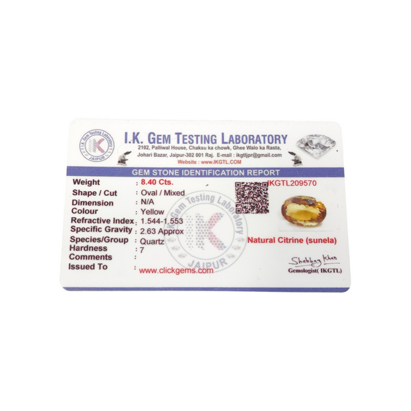 Natural Citrine 8.40Ct — natural citrine sunela gemstone view 5