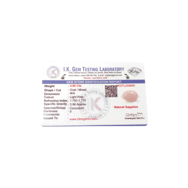 Natural Pink Sapphire 4.95Ct — natural pink sapphire gemstone view 5
