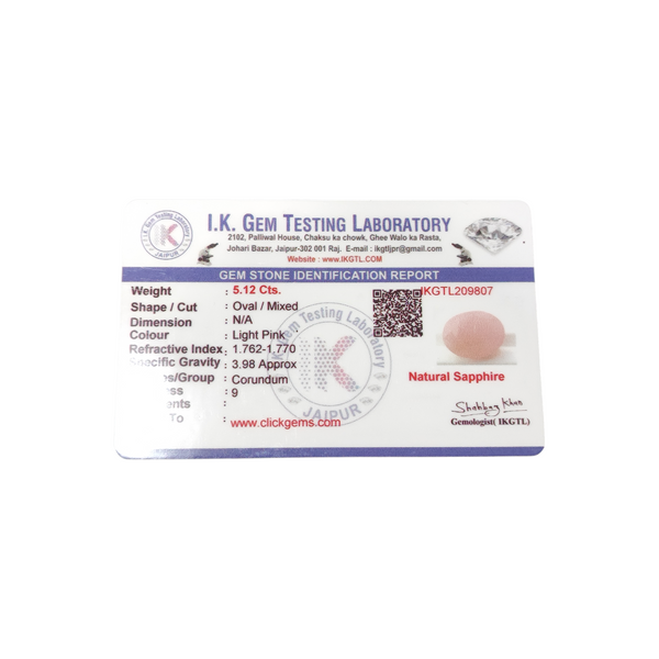 Natural Pink Sapphire 5.12Ct — natural pink sapphire gemstone view 5