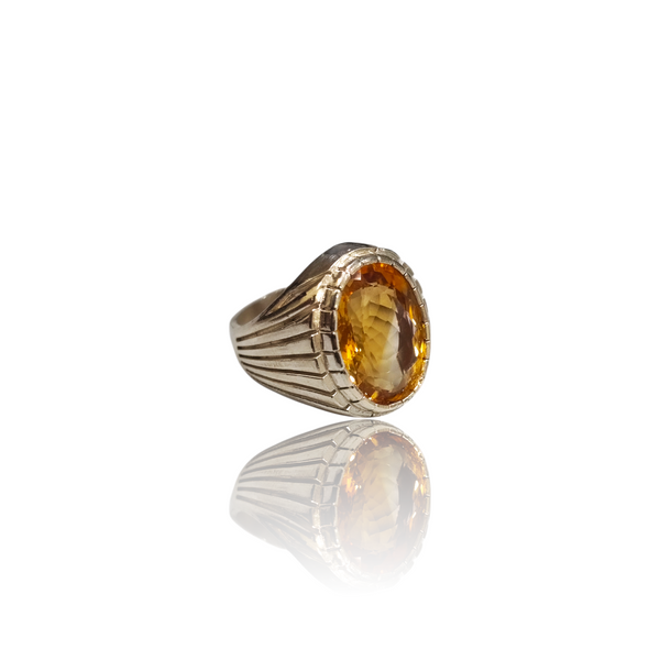 Natural Citrine Silver Ring 4.85 Ct — side view, lab certified natural citrine sunela