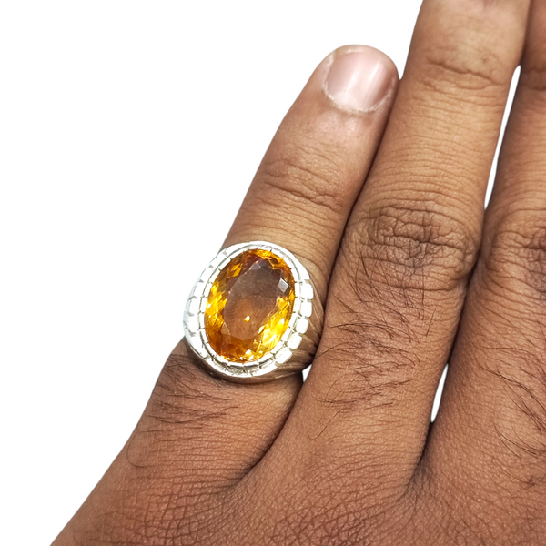 Natural Citrine Silver Ring 4.85 Ct — natural citrine sunela ring view 4