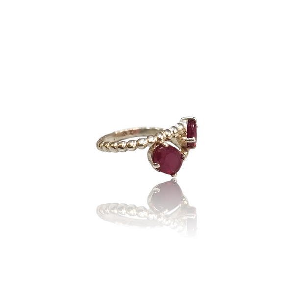 Natural Ruby Ladies Multistone Ring 1.68 Ct — side view, lab certified natural natural ruby manik