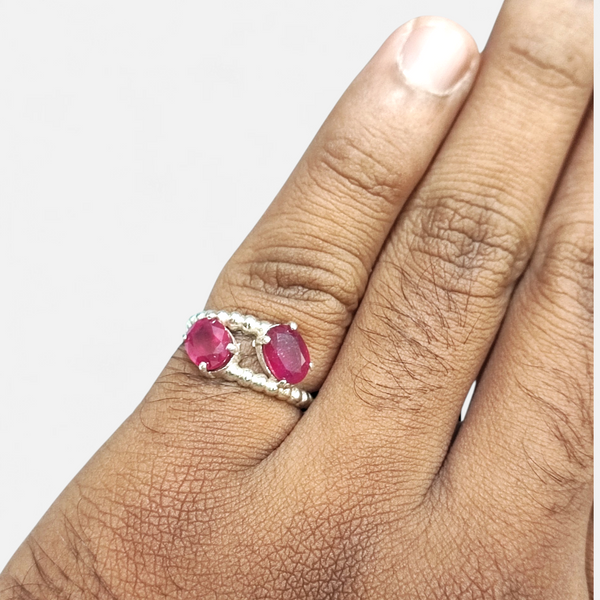 Natural Ruby Ladies Multistone Ring 1.68 Ct — natural natural ruby manik ring view 4