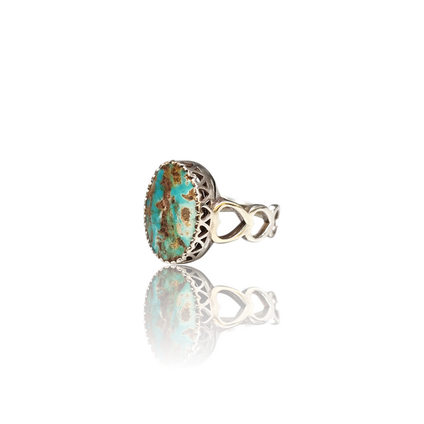 Natural firoza turquoise silver ring 7.50ct — lab certified Click Gems