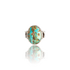 Natural Fairoos Silver Ring 7.50 Ct — close up detail, authentic firoza turquoise silver ring
