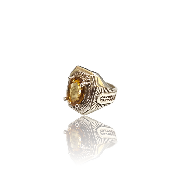 Natural citrine sunela silver ring 4.55ct — lab certified Click Gems