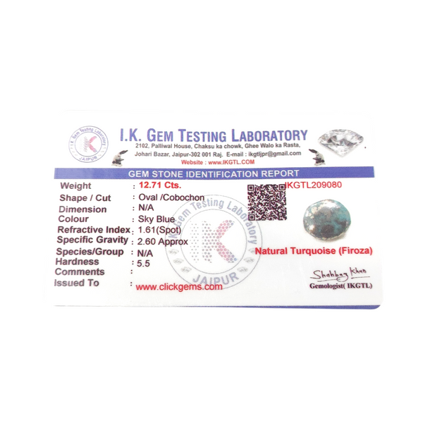 Natural Irani Fairoos 12.71Ct — natural Irani firoza turquoise gemstone view 5