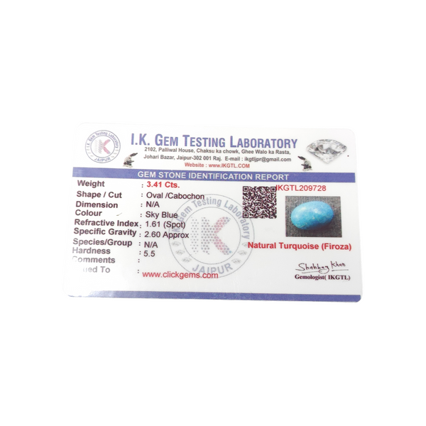 Natural American Fairoos 3.41Ct — natural American firoza turquoise gemstone view 5
