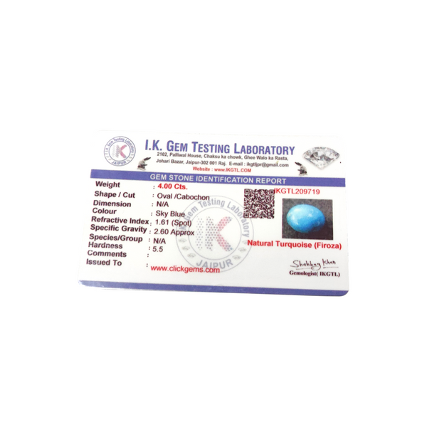 Natural American Fairoos 4.00Ct — natural American firoza turquoise gemstone view 5