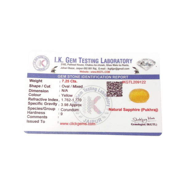 Natural Yellow Sapphire 7.25Ct — natural yellow sapphire pukhraj gemstone view 5