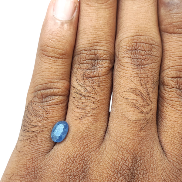 Natural Blue Sapphire 2.14Ct — close up detail, authentic blue sapphire neelam silver gemstone