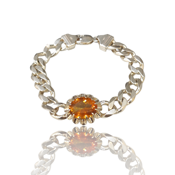 Natural citrine sunela silver bracelet 16.66ct — lab certified Click Gems