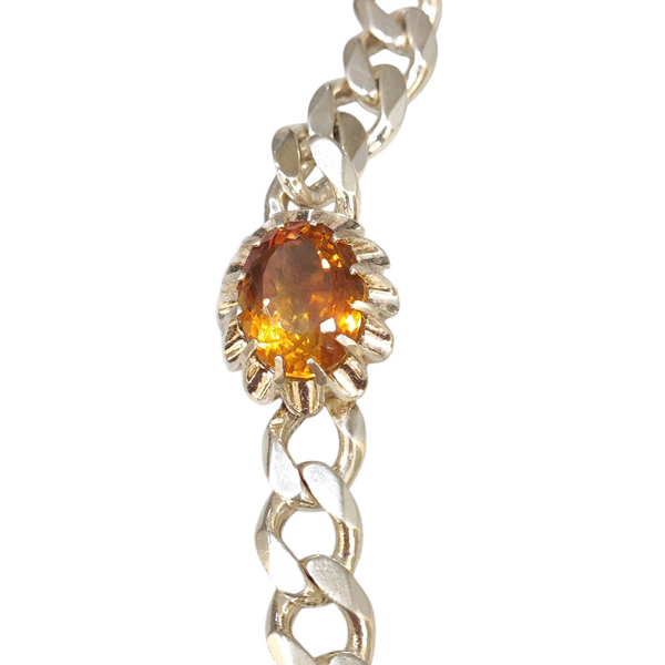 Natural Citrine Silver Bracelet 16.66Ct — side view, lab certified natural citrine sunela