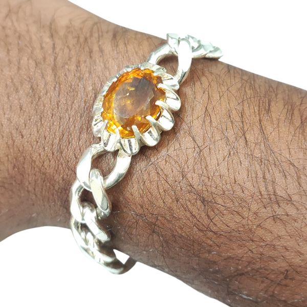 Natural Citrine Silver Bracelet 16.66Ct — close up detail, authentic citrine sunela silver bracelet