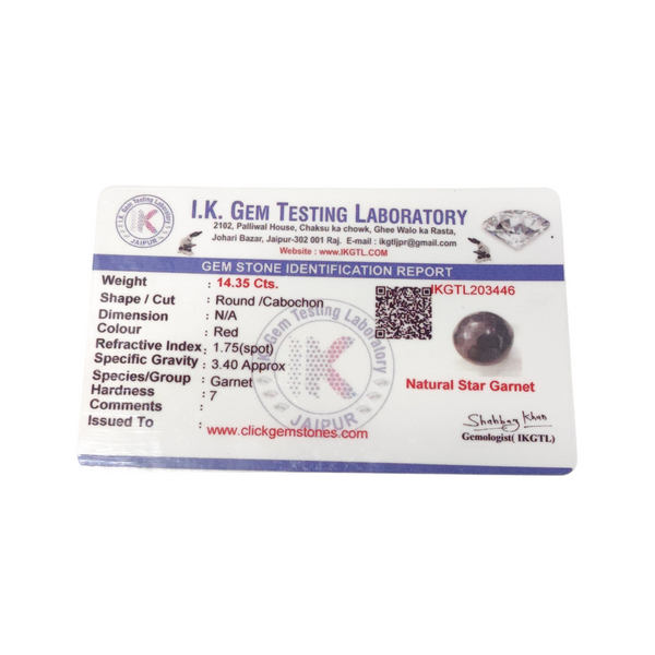 Natural Star Garnet 14.35Ct