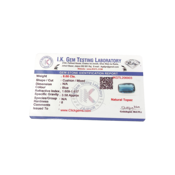 Natural Blue Topaz 8.00Ct