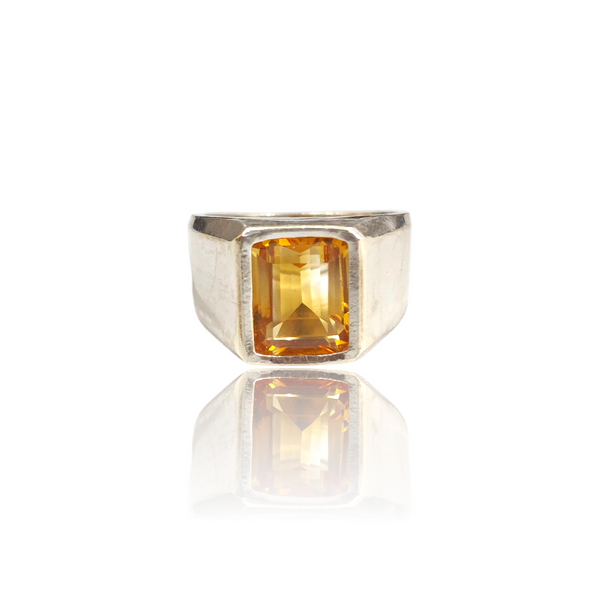 Natural Citrine Silver Ring 4.14 Ct