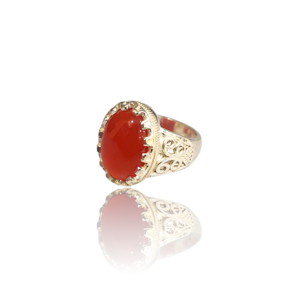 Natural Carnelian Silver Ring 11.36 Ct