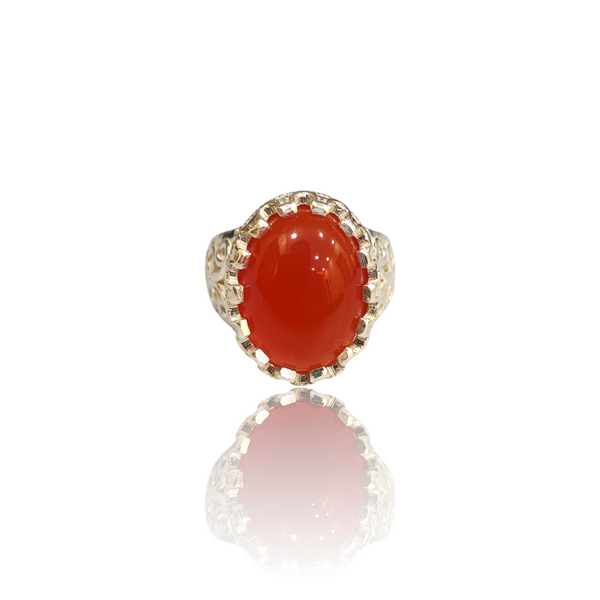 Natural Carnelian Silver Ring 11.36 Ct