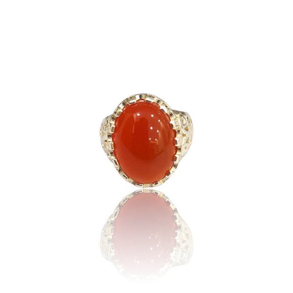 Natural Carnelian Silver Ring 11.47 Ct