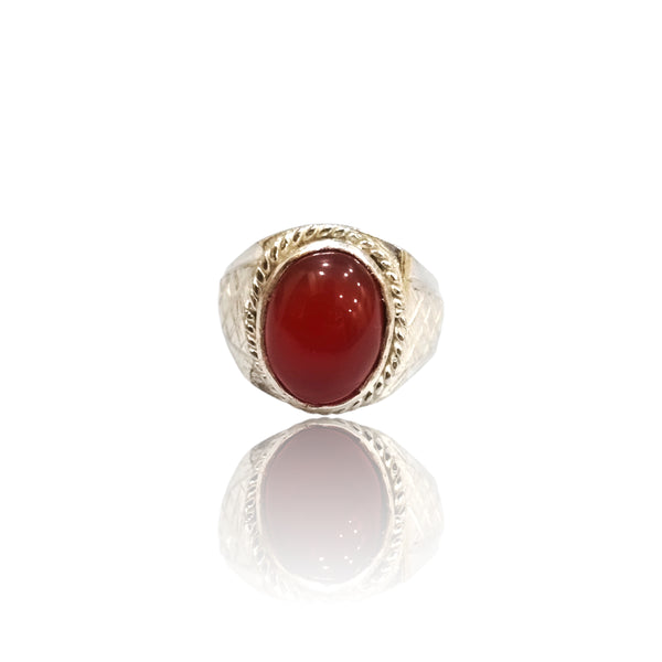 Natural Carnelian Silver Ring 14.61 Ct