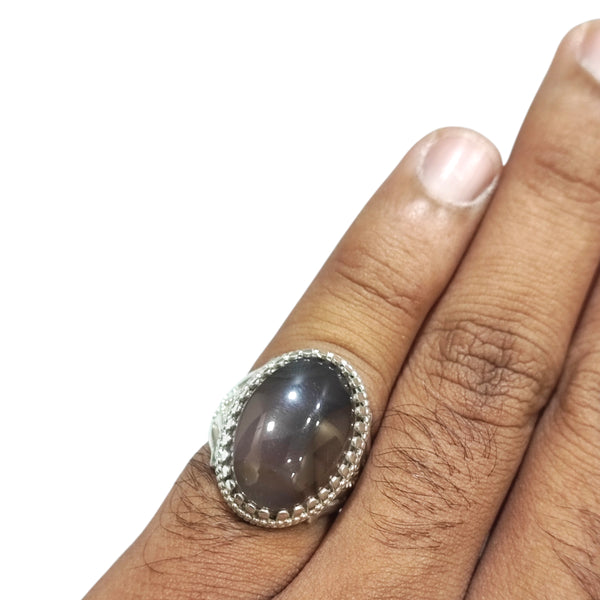 Natural Yamani Aqiq Silver Ring 17.42 Ct