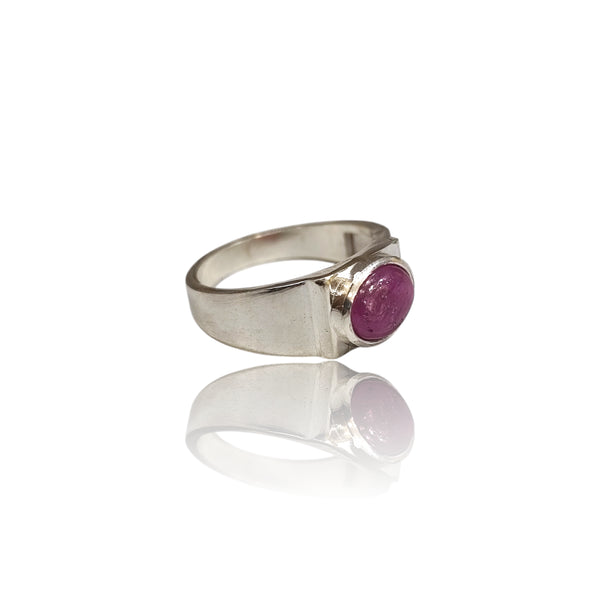 Natural Ruby (Uncut) Silver Ring 2.73 Ct