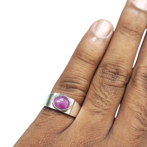 Natural Ruby (Uncut) Silver Ring 2.73 Ct