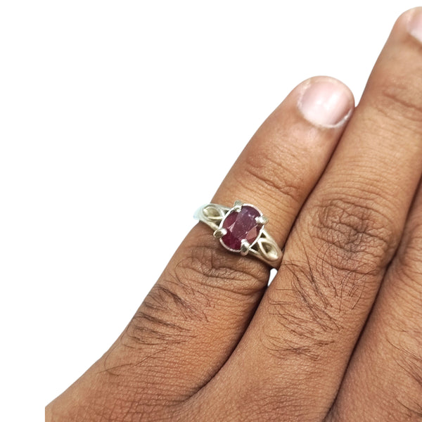 Natural Ruby Silver Ring 1.80 Ct