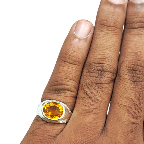 Natural Citrine Silver Ring 3.90 Ct