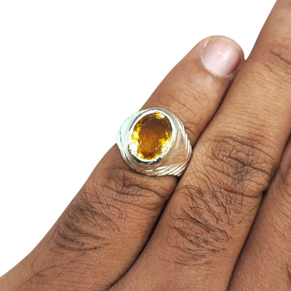 Natural Citrine Silver Ring 4.53 Ct