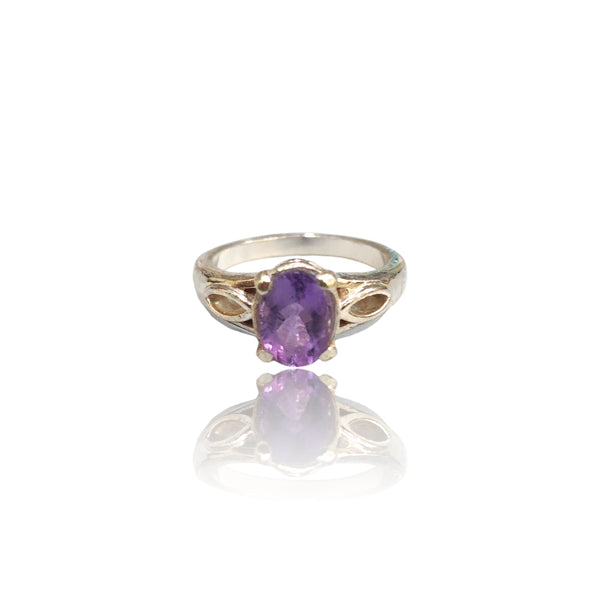Natural Amethyst Ladies Silver Ring 1.30 Ct