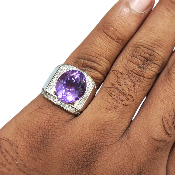 Natural Amethyst Thailand Model Silver Ring 7.85 Ct