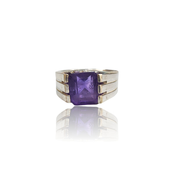 Natural Amethyst Silver Ring 7.05 Ct