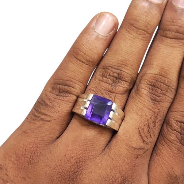 Natural Amethyst Silver Ring 7.05 Ct