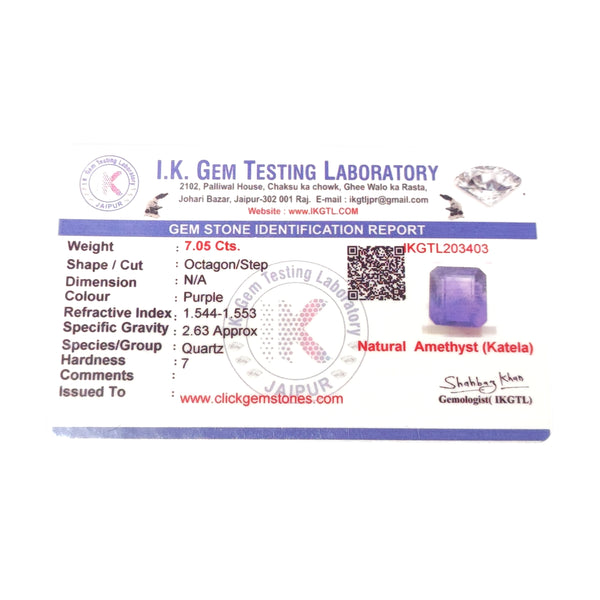 Natural Amethyst Silver Ring 7.05 Ct