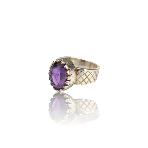 Natural Amethyst Silver Ring 9.54 Ct