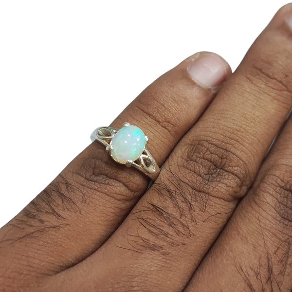 Natural Opal Silver Ring 0.73 Ct