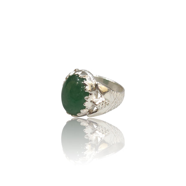 Natural Aventurine Quartz Silver Ring 11.14 Ct
