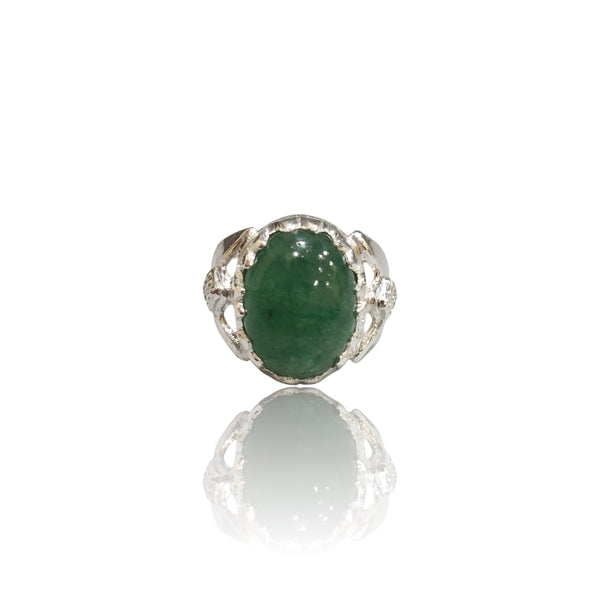 Natural Aventurine Quartz Silver Ring 11.14 Ct