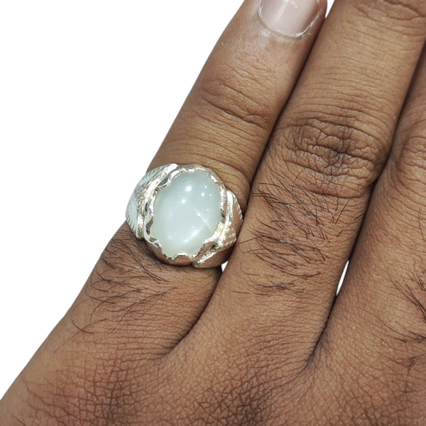 Natural Moonstone Silver Ring 8.16 Ct