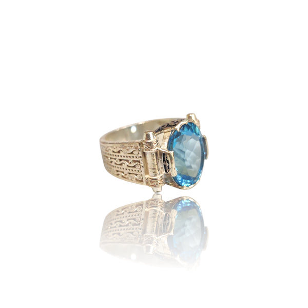 Natural Blue Topaz Silver Ring 8.15 Ct