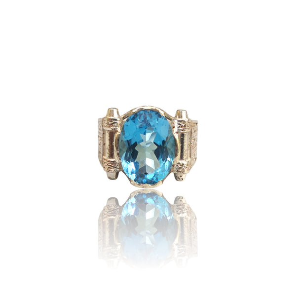 Natural Blue Topaz Silver Ring 8.15 Ct