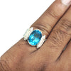 Natural Blue Topaz Silver Ring 8.15 Ct